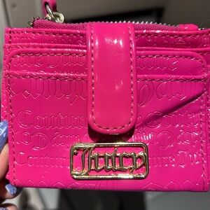 Juicy Couture Women Hot Pink Card Case Wallet 5” x 4”